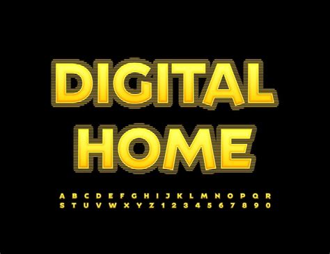 Premium Vector Vector Techno Emblem Digital Home Yellow Alphabet