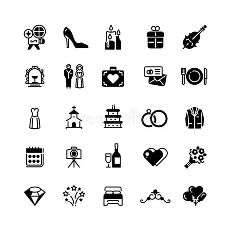 Iconos Nupciales Fijados Estilo Del Esquema Ilustraci N Del Vector