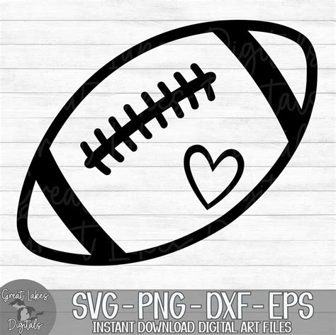 Football With Heart Instant Digital Download Svg Png Etsy