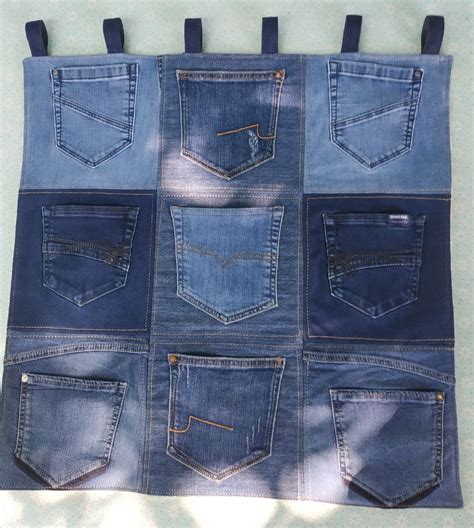 To Order Denim Entryway Organizer Upcycled Jeans Wall Hanging