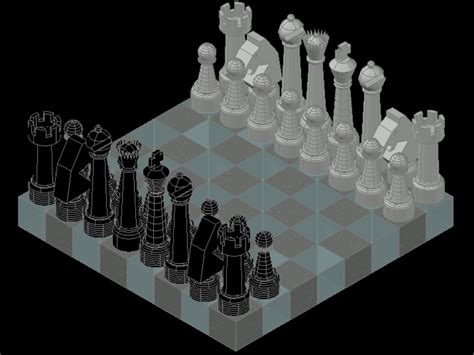 Chessboard With Pieces 3d In Autocad Cad Download 5979 Kb Bibliocad