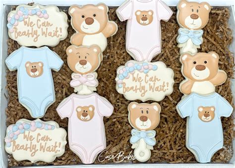 We Can Bearly Wait Gender Reveal Bear Baby Shower Sugar Cookies Dozen