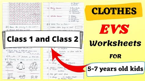 Class 1 EVS Clothes We Wear Class 1 Our Clothes EVS Worksheet For