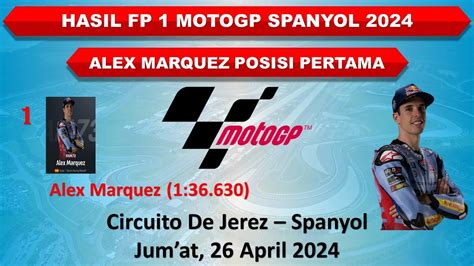 Hasil FP 1 MotoGp Spanyol 2024 Hasil MotoGP Hari Ini Alex Marquez