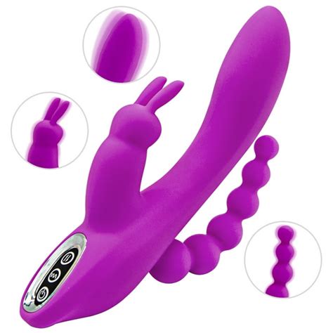 Ergonomics 3 In 1 Rabbit Vibrator G Spot Clitoral Anal Dildo For Women Triple Motor Stimulation