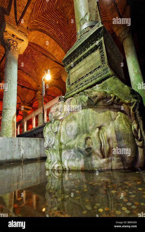 Monumental Head Of A Medusa At The Foot Of A Column Yerebatan Sarayi