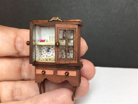 Miniature Micro Th Scale Dollshouse Cabinet Fully Etsy Uk