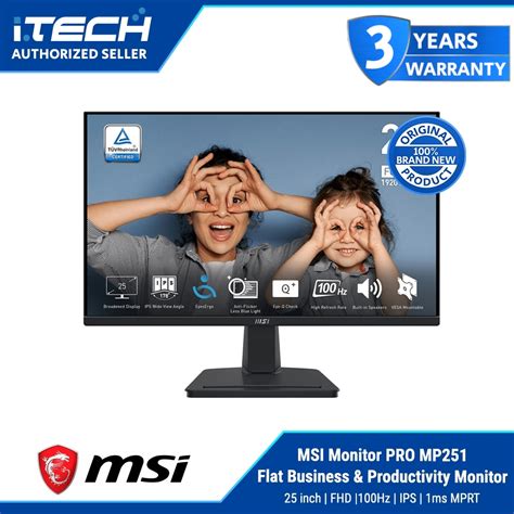 Msi Pro Mp Inch Fhd Hz Ips Ms Mprt Flat Business