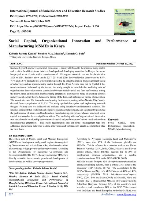 Pdf Social Capital Firm Performance Operating Business Environment