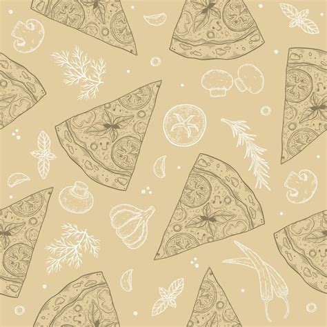 Premium Vector Seamless Pattern Pizza With Cheese Tomato Garlic Basil