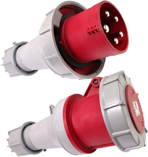 Pce 63 Amp 3pne 415v Ip67 Rated Trailing Plug And Socket 5 Pin 63a