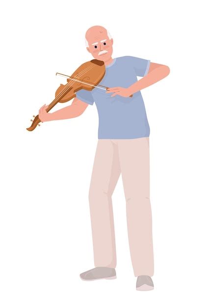 Premium Vector Elderly Man Playing Violin Musical Instrument Semi