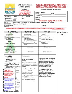 Form Fl Confidential Report Of Sexually Transmitted Diseases