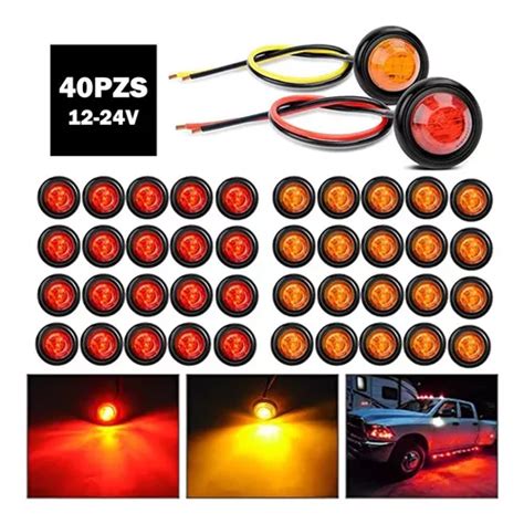 40 Luces Led Redondas De 3 4 Pulgadas 12 24 V roj ámbar Meses sin