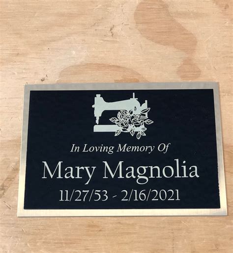 Memorial Urn Plaque Custom Engraved Name Plate Cremation Urn Sewing Ma