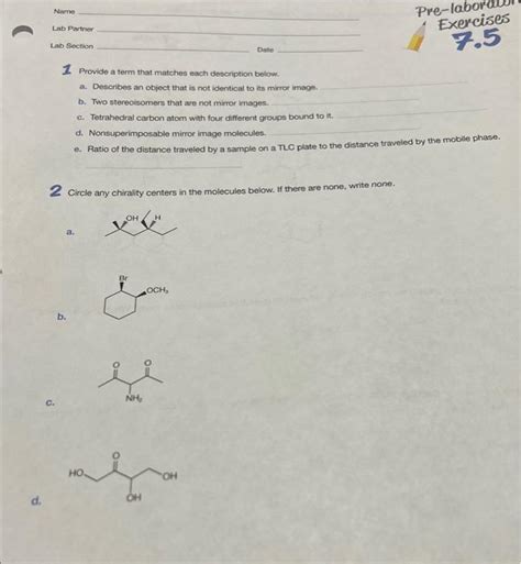 Solved Name Lab Partner Lab Section Date Provide A Temn Chegg