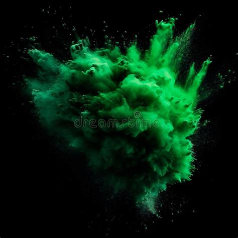 Green Dust Explosion On Black Background Stock Photo Image Of Energy