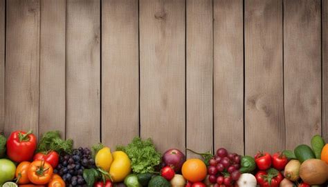 Premium Photo | Fruit and vegetable borders Fruit and vegetable borders on wood table