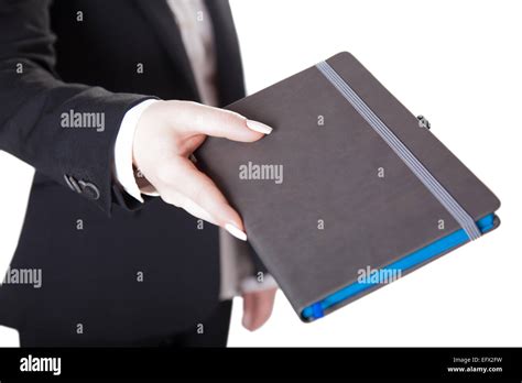 Girl Gives A Book Isolated White Background Stock Photo Alamy