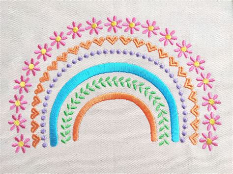 Boho Daisy Rainbow Floral Patterned Rainbow Machine Etsy