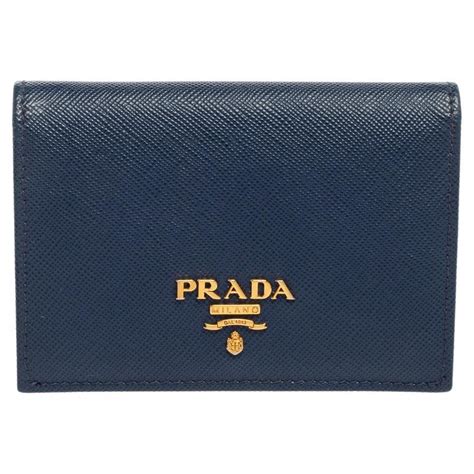 Prada Blue Saffiano Triang Leather Continental Wallet For Sale At Stdibs