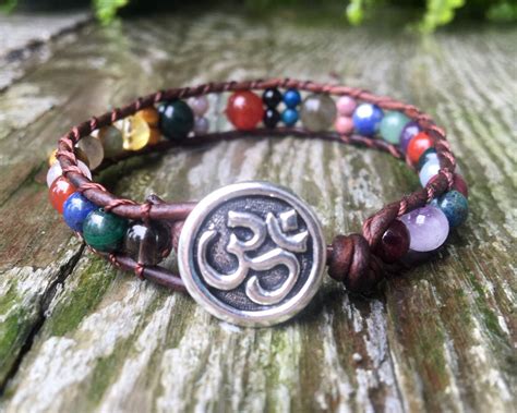 7 Chakra Beaded Leather Wrap Bracelet Amethyst Aquamarine Etsy