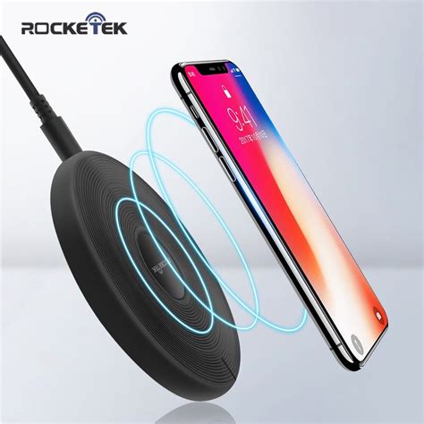 Cargador inalámbrico Qi de 10W Rocketek para iPhone X XS Max XR 8 Plus