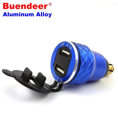 42a Motorcycle Charger Socket Aluminum Dual Usb Motorbike Cigarette