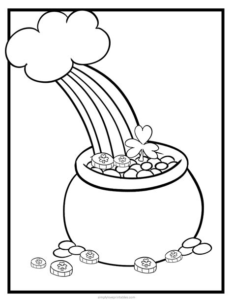 Pot Of Gold Rainbow Coloring Page