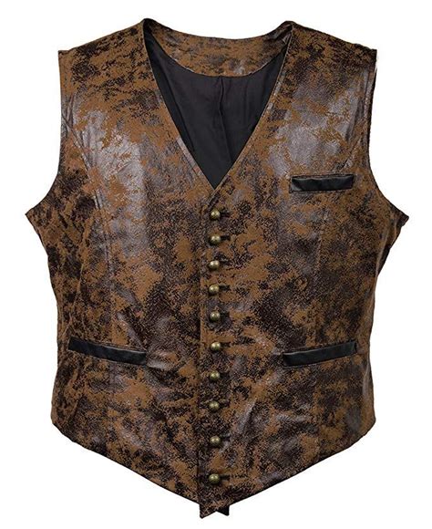 Bslingerie Mens Steampunk Faux Leather Cowboy Waist Coat Vest At Amazon Mens Clothing Store