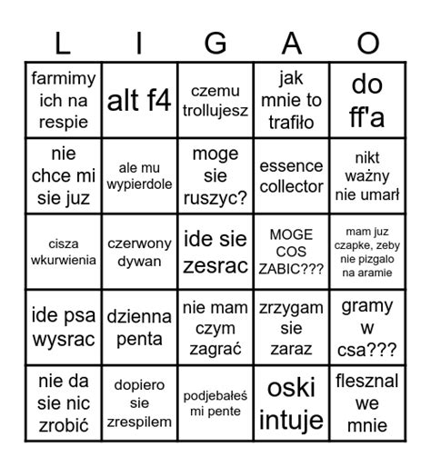 B I N G O Bingo Card