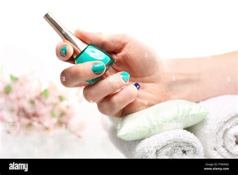 Well Groomed Female Hands A Colorful Manicure A Beauty Salon A