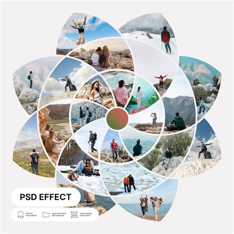 Efecto de foto de cuadrícula de collage Archivo PSD Premium