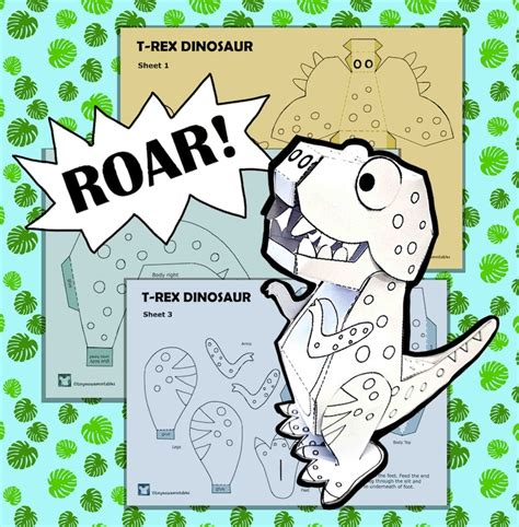 Paper Dinosaur Printable T Rex Craft Sheets Tyrannosaurus Rex Paper