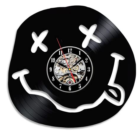 Vinyl Record Wall Clock Modern Design Funny Smiley Clocks for Kids Room ...