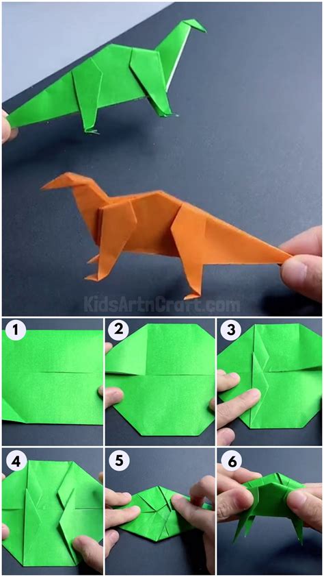 How To Make Paper Dinosaur Origami Craft Easy Tutorial Kids Art And Craft