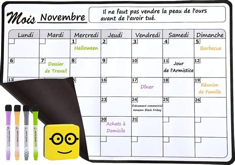 Basvii Cm X Cm Tableau Calendrier Magnetique Frigo Fran Ais