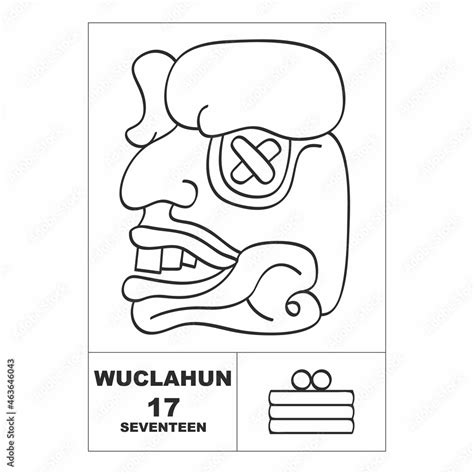 Vector Icon With Mayan Numerals Mayan Head Glyph Wuclahun And Maya