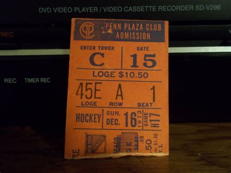 Vintage NHL 1973 74 New York Rangers Ticket Stub 12 16 73 Vs Chicago EBay