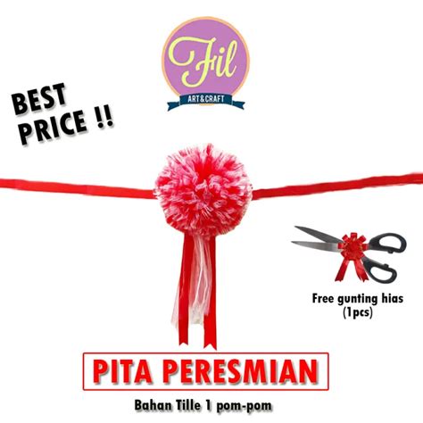 Pita Peresmian Gunting Pita Opening Tille Merah Putih Set Gunting