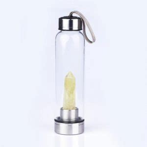 Healing Natural Quartz Water Bottle Milky Spoon