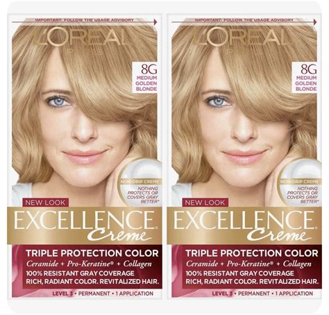 2 X L Oreal Paris Excellence Creme Permanent Hair Color 8G Medium