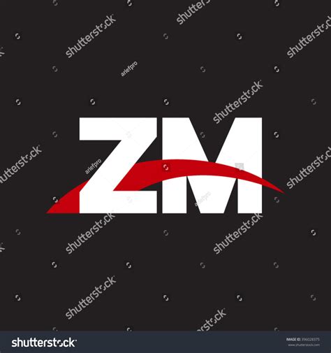 Zm Initial Overlapping Swoosh Letter Logo White Royalty Free Stock