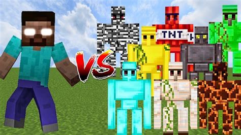 Herobrine Vs All Golems Epic Mob Battle Minecraft Youtube