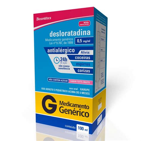 Loratadina E Desloratadina - Desloratadina 0,5mg/ml Xarope 100ml Biosintética | Droga Raia