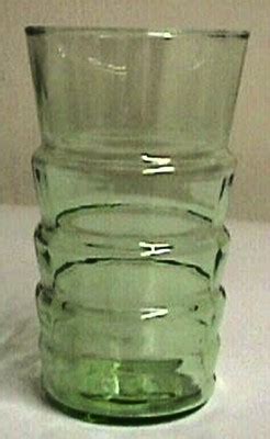 Vintage Green Art Deco Depression Glass Tumbler 5 Tall Uranium Optic