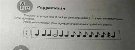 Pangkatin Ang Mga Nota At Pahinga Gamit Ang Barline L Ayon Sa