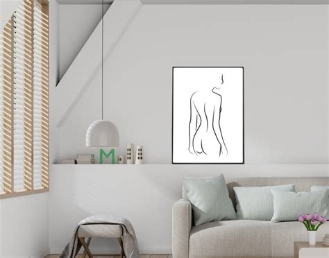 Nude Woman Sketch Line Drawing Woman One Line Nude Female Etsy