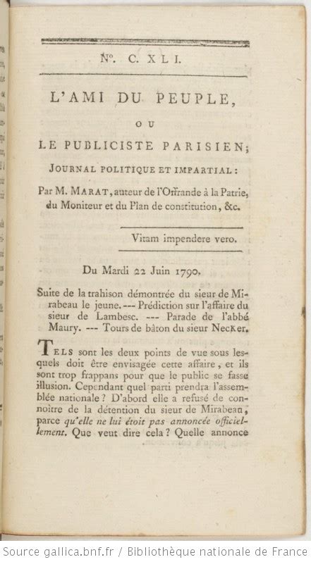 L Ami Du Peuple Ou Le Publiciste Parisien Journal Politique Libre Et