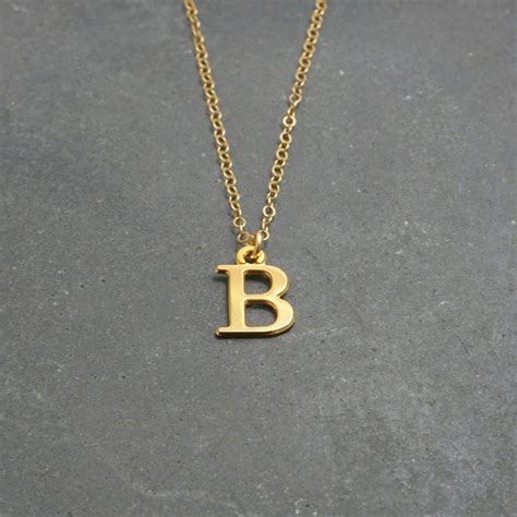 Gold Initial Necklace For Women Gold Letter B Pendant Etsy